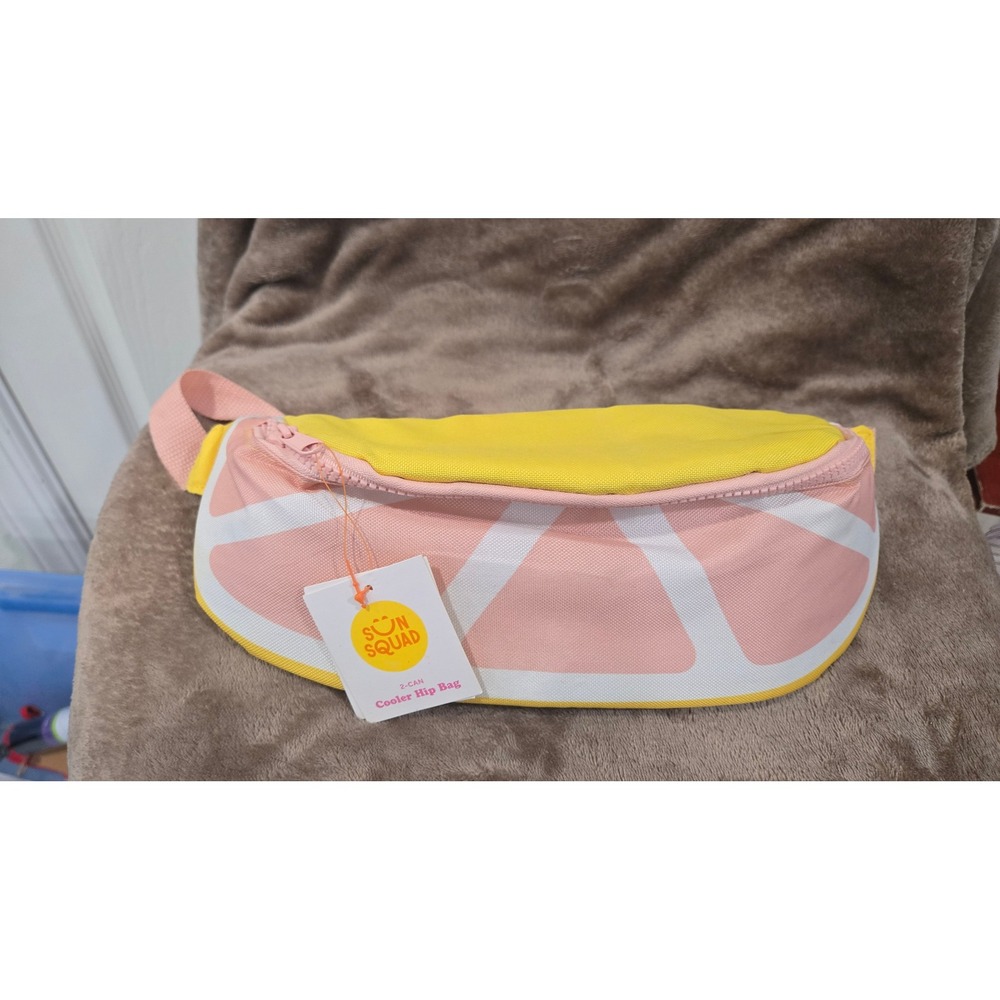 Sun Squad Cooler Hip Bag‎ Yellow Pink Citrus Fruit Print Adjustable Strap